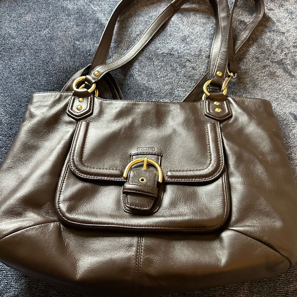 Coach Campbell Leather Belle Carryall Handbag Purse F24961 Mahogany